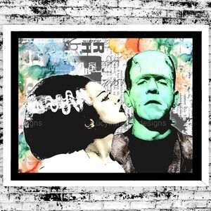 Frankenstein Love Abstract Art Print 8.5x11